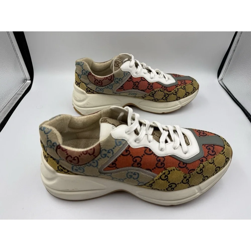 Gucci Rhyton GG Sneakers US 11.5 Multi Monogram Canvas Low Top Runners
